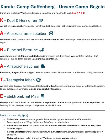 Camp-Regeln Camp-Regeln