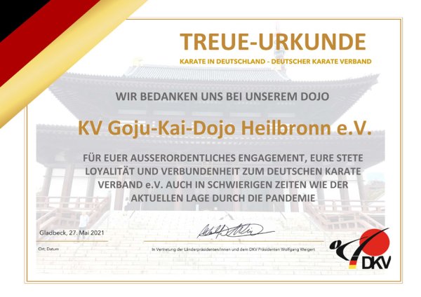 Treueurkunde DKV treue